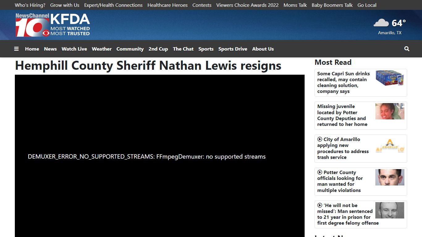 Hemphill County Sheriff Nathan Lewis resigns - NewsChannel 10