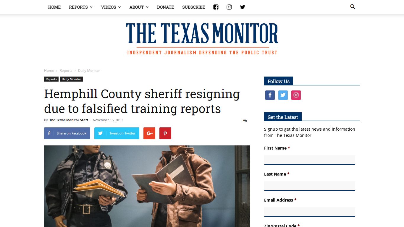 Hemphill County sheriff resigning due to falsified training reports